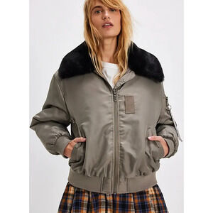 NEW FREE PEOPLE WE THE FREE FALLEN ROCK AVIATOR BOMBER JACKET COAT SZ S